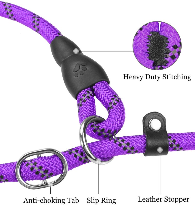 TagME Slip Leads for Dogs, 6 FT Heavy Duty Slip Leash with Padded Handle, Strong Rope No Pull Pet Training Leash for Large Dogs,Purple - Image 4